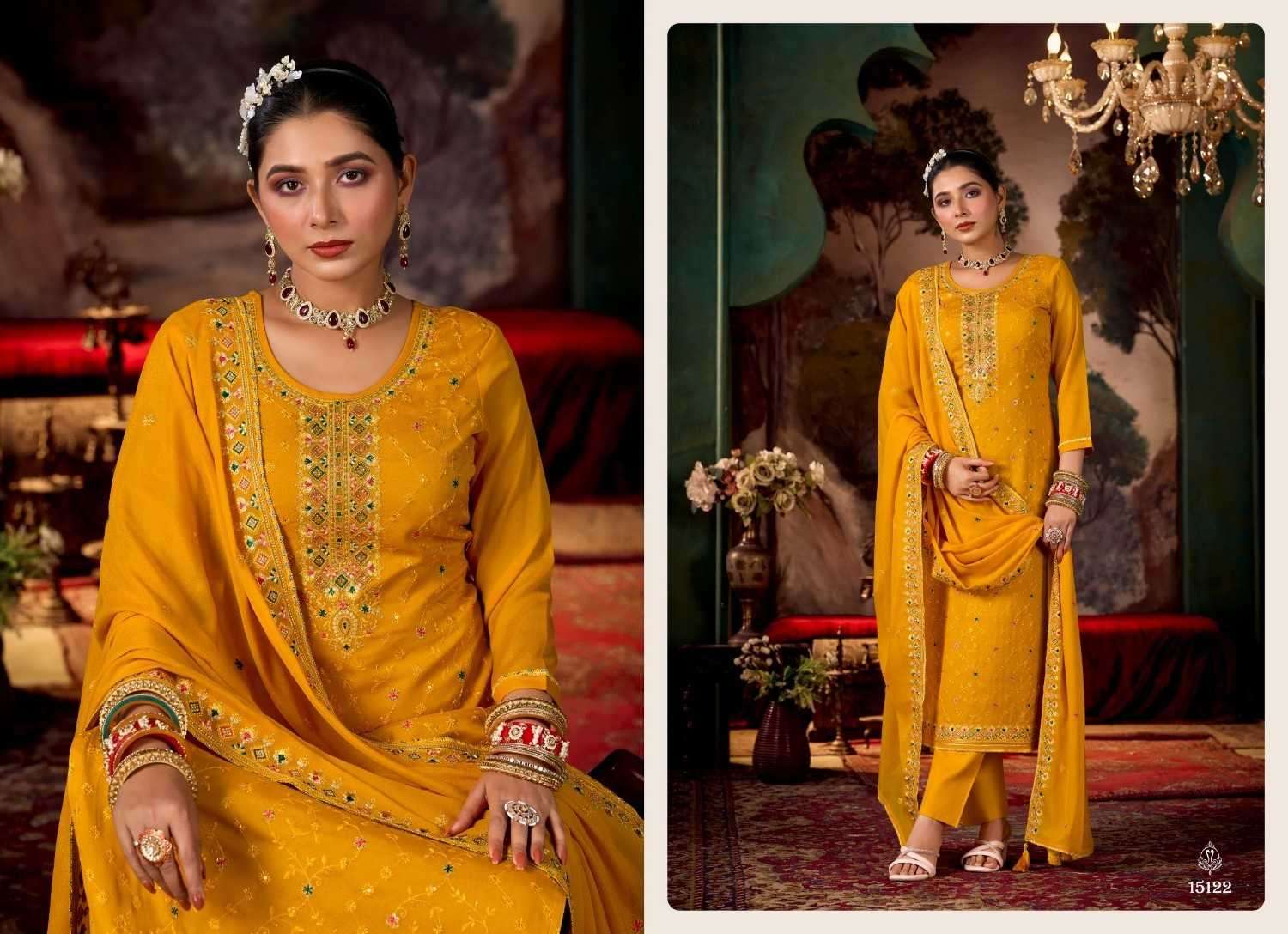 TRIPLE A PRESENTS RIHA GEORGETTE SEQUENCE WORK TRENDY LADIES SALWAR SUITS CATALOG WHOLESALER AND EXPORTER 