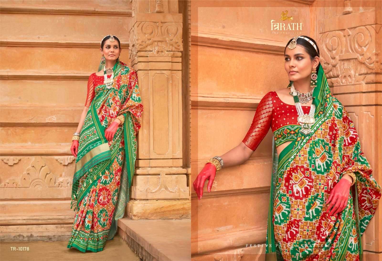 TRIRATH PRESENTS TIRTH PATOLA 10172-10177 FUNCTION WEAR TRADITIONAL SAREES CATALOG WHOLESALER AND EXPORTER 