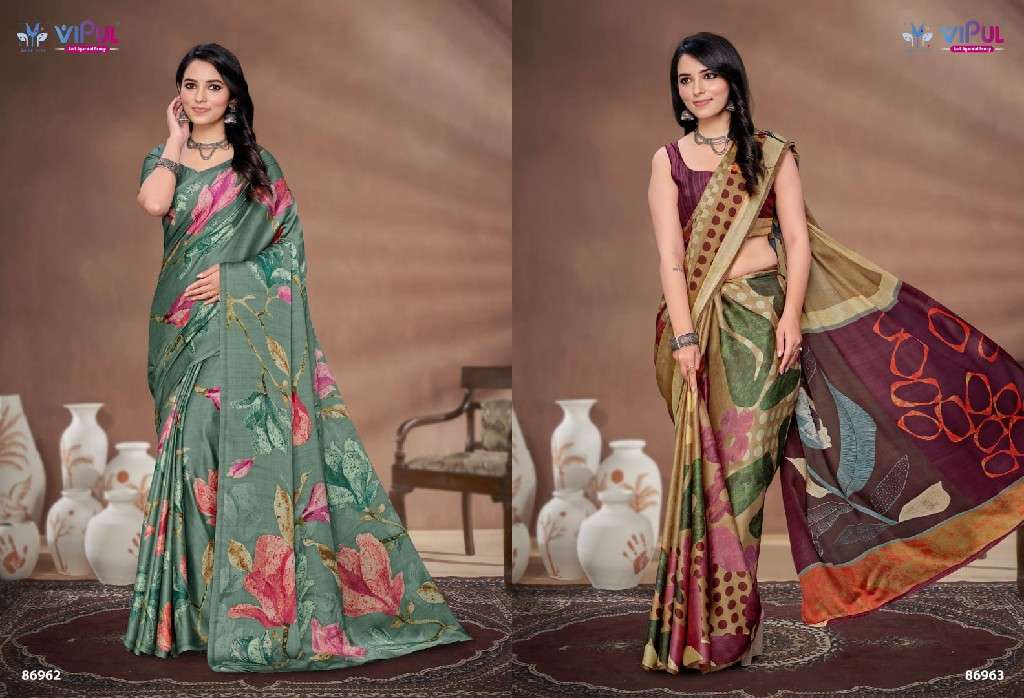 VIPUL FASHION PRESENTS AKASAA SATIN SILK SAREES CATALOG WHOLESALER AND EXPORTER IN SURAT 