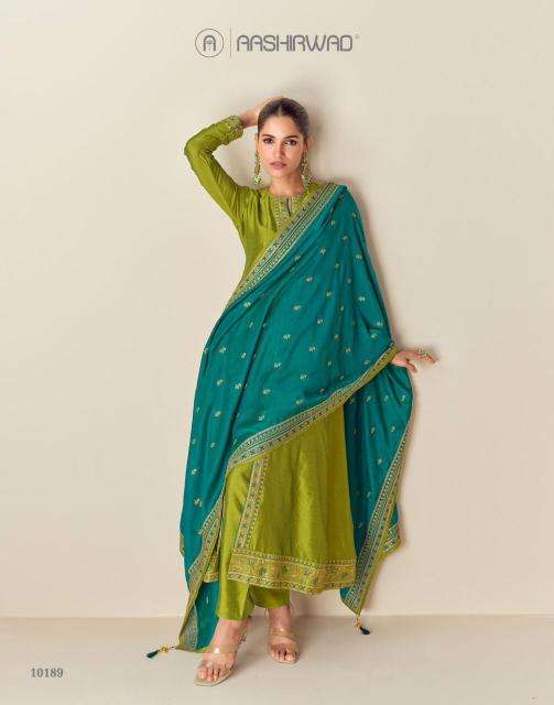 AASHIRWAD CREATION PRESENTS AZARA SILK READYMADE EXCLUSIVE DESIGN 3PCS DRESS CATALOG WHOLESALER AND EXPORTER 