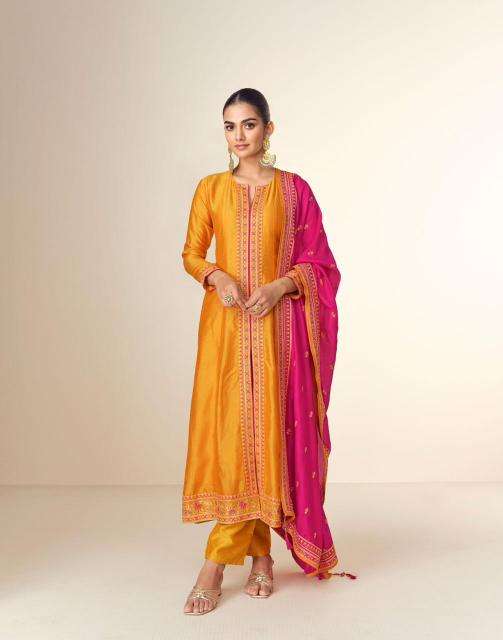 AASHIRWAD CREATION PRESENTS AZARA SILK READYMADE EXCLUSIVE DESIGN 3PCS DRESS CATALOG WHOLESALER AND EXPORTER 