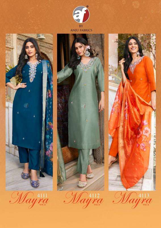 ANJU FABRICS PRESENTS MAYRA VOL-6 MODAL SILK FULLY STITCH EXCLUSIVE PLUS SIZE 3PCS KURTIS CATALOG WHOLESALER AND EXPORTER 