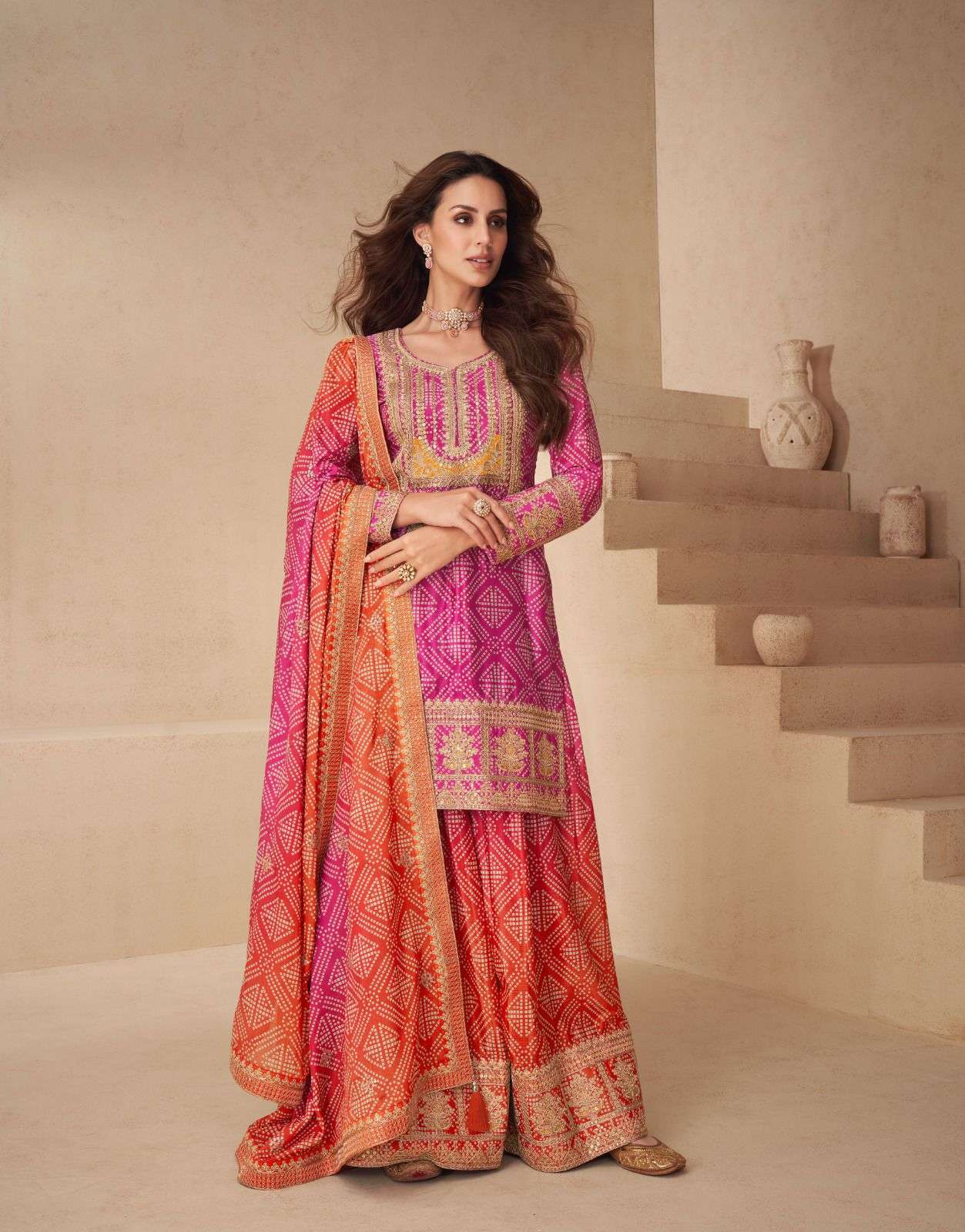 ASHIRWAD PRESENTS NETRA CHINON SILK OCCASION WEAR FULL STITCH PLAZZO STYLE 3PCS SALWAR SUITS CATALOG WHOLESALER AND EXPORTER 