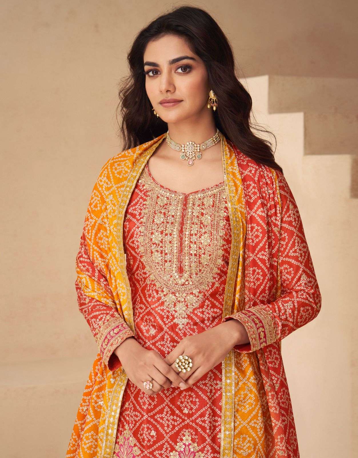 ASHIRWAD PRESENTS NETRA CHINON SILK OCCASION WEAR FULL STITCH PLAZZO STYLE 3PCS SALWAR SUITS CATALOG WHOLESALER AND EXPORTER 