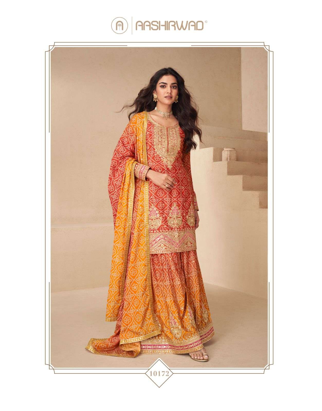 ASHIRWAD PRESENTS NETRA CHINON SILK OCCASION WEAR FULL STITCH PLAZZO STYLE 3PCS SALWAR SUITS CATALOG WHOLESALER AND EXPORTER 