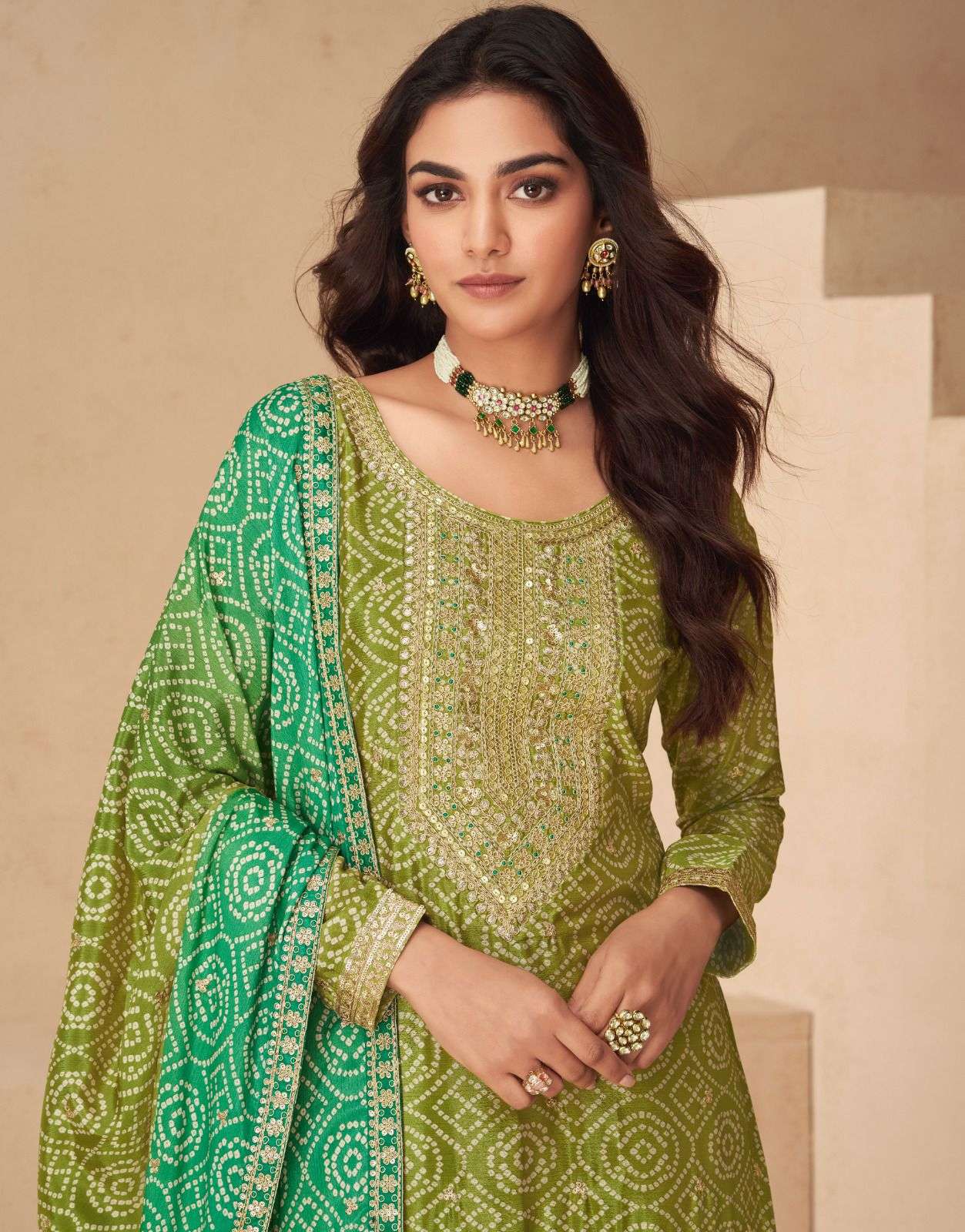 ASHIRWAD PRESENTS NETRA CHINON SILK OCCASION WEAR FULL STITCH PLAZZO STYLE 3PCS SALWAR SUITS CATALOG WHOLESALER AND EXPORTER 