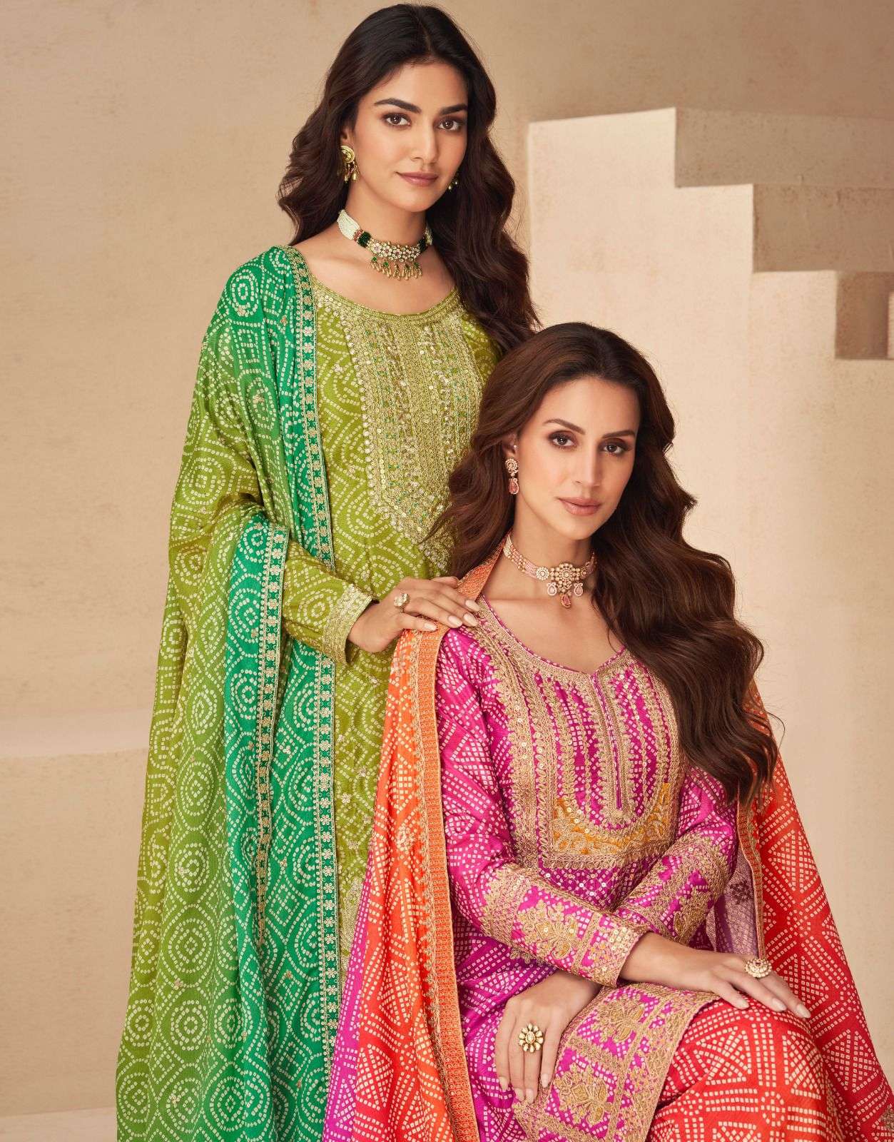 ASHIRWAD PRESENTS NETRA CHINON SILK OCCASION WEAR FULL STITCH PLAZZO STYLE 3PCS SALWAR SUITS CATALOG WHOLESALER AND EXPORTER 