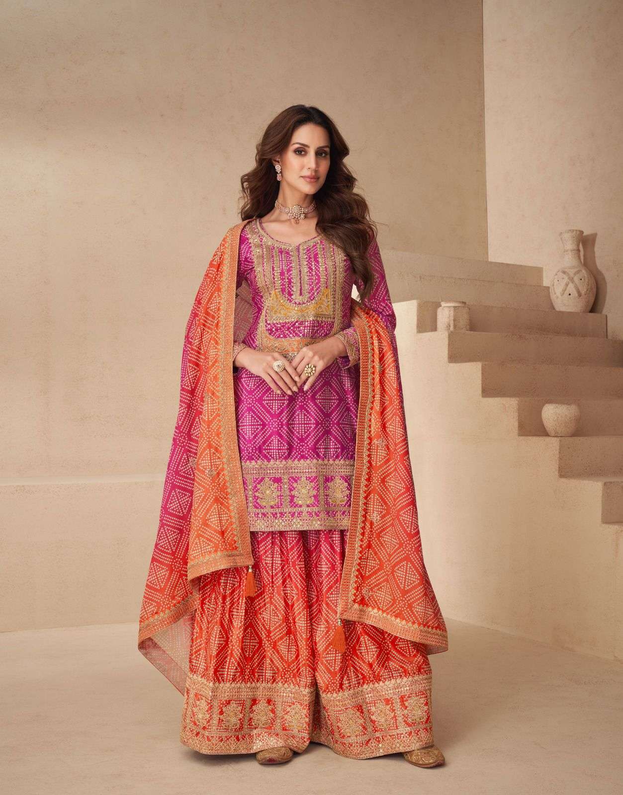 ASHIRWAD PRESENTS NETRA CHINON SILK OCCASION WEAR FULL STITCH PLAZZO STYLE 3PCS SALWAR SUITS CATALOG WHOLESALER AND EXPORTER 