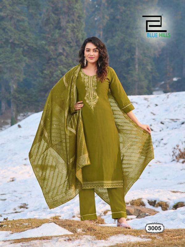 BLUE HILLS PRESENTS JHANVI VOL-3 ROMAN SILK READYMADE PLUS SIZE SHOP TRENDY 3PCS KURTIS CATALOG WHOLESALER AND EXPORTER 