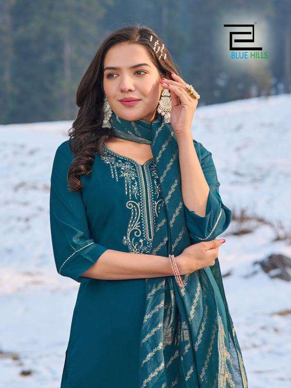 BLUE HILLS PRESENTS JHANVI VOL-3 ROMAN SILK READYMADE PLUS SIZE SHOP TRENDY 3PCS KURTIS CATALOG WHOLESALER AND EXPORTER 