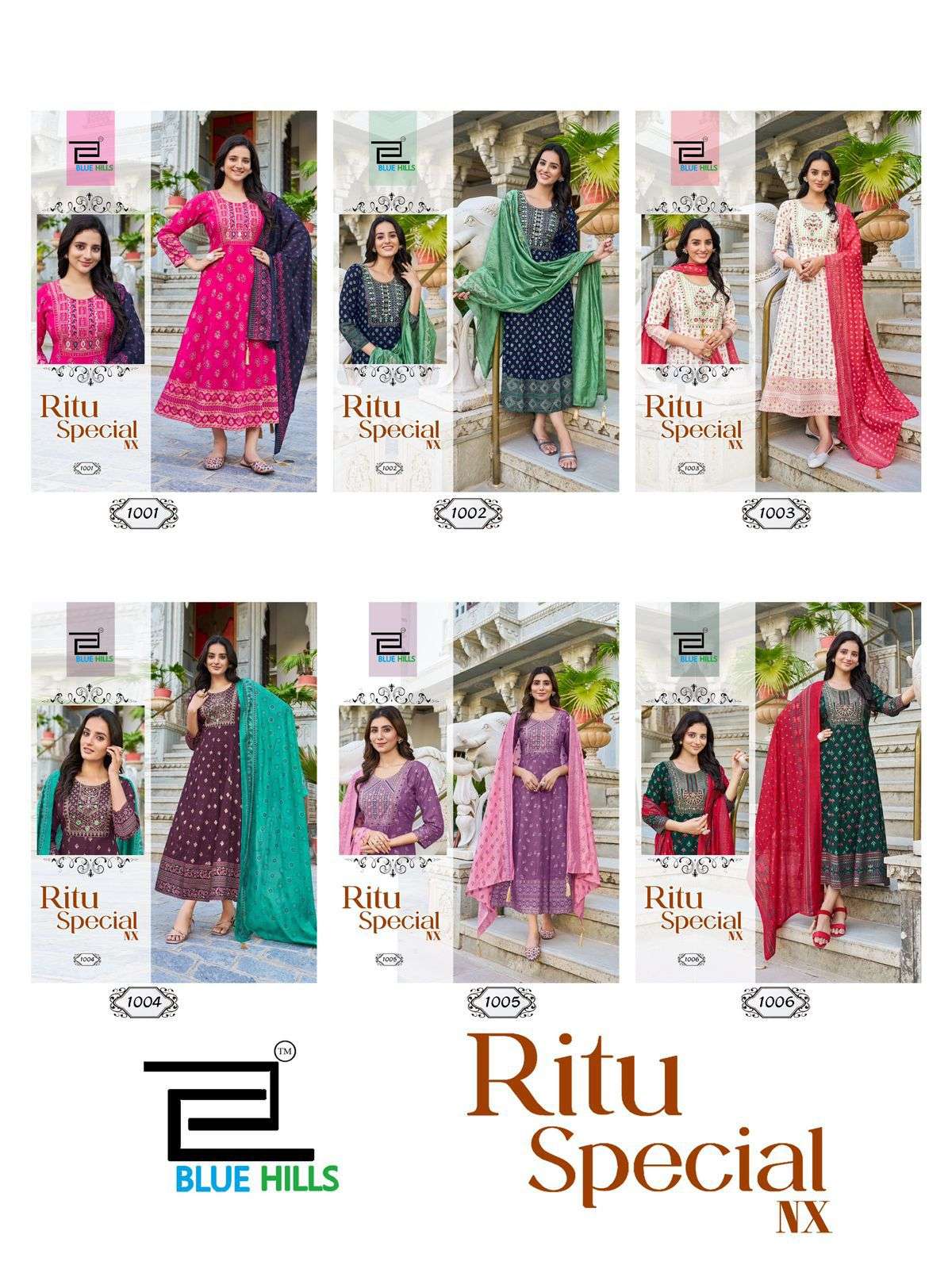 BLUE HILLS PRESENTS RITU SPECIAL NX DAILY WEAR FANCY READYMADE PLUS SIZE COMBO KURTI CATALOG WHOLESALER AND EXPORTER 