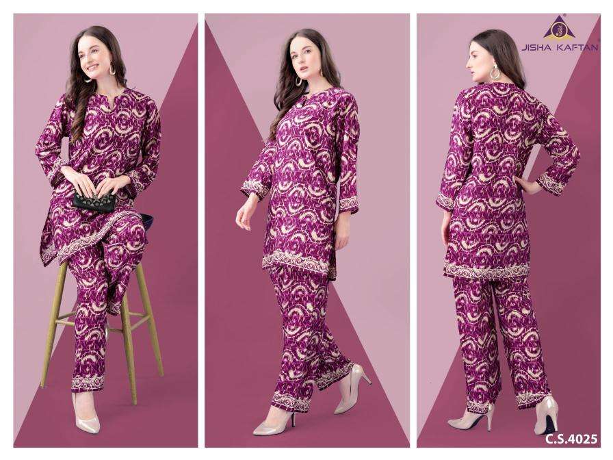 JISHA KAFTAN BY JELITE PRESENTS SILK CO ORD SET VOLUME - 8 FANCY CO ORD CATALOG WHOLESALER AND EXPORTER 