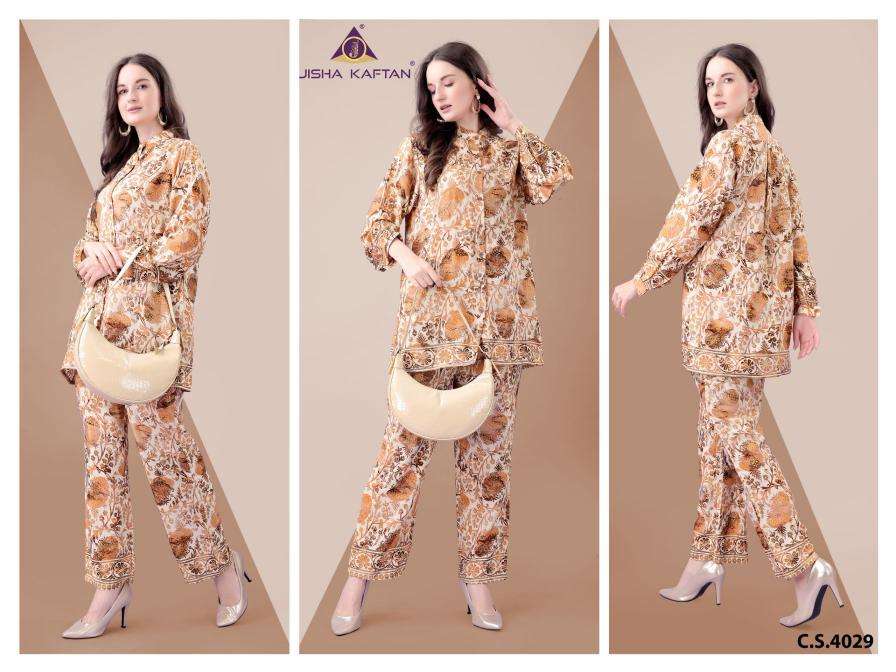 JISHA KAFTAN BY JELITE PRESENTS SILK CO ORD SET VOLUME - 8 FANCY CO ORD CATALOG WHOLESALER AND EXPORTER 