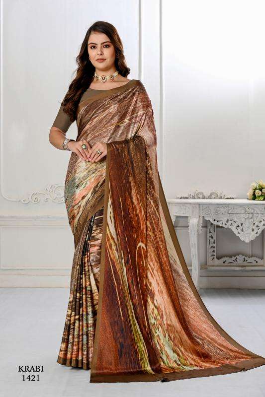 JIVORA PRESENTS KRABI VOL-1 ATTRACTIVE LOOK CRAPE WITH MODERN SAREES CATALOG WHOLESALER AND EXPORTER 