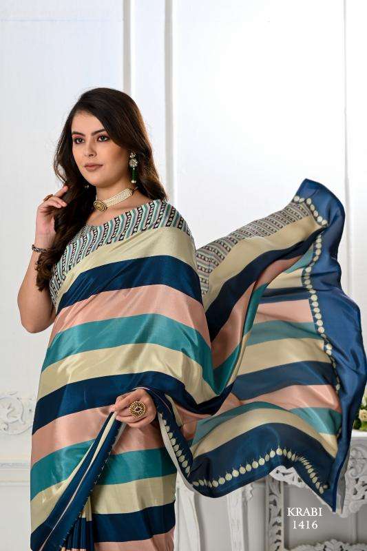 JIVORA PRESENTS KRABI VOL-1 ATTRACTIVE LOOK CRAPE WITH MODERN SAREES CATALOG WHOLESALER AND EXPORTER 