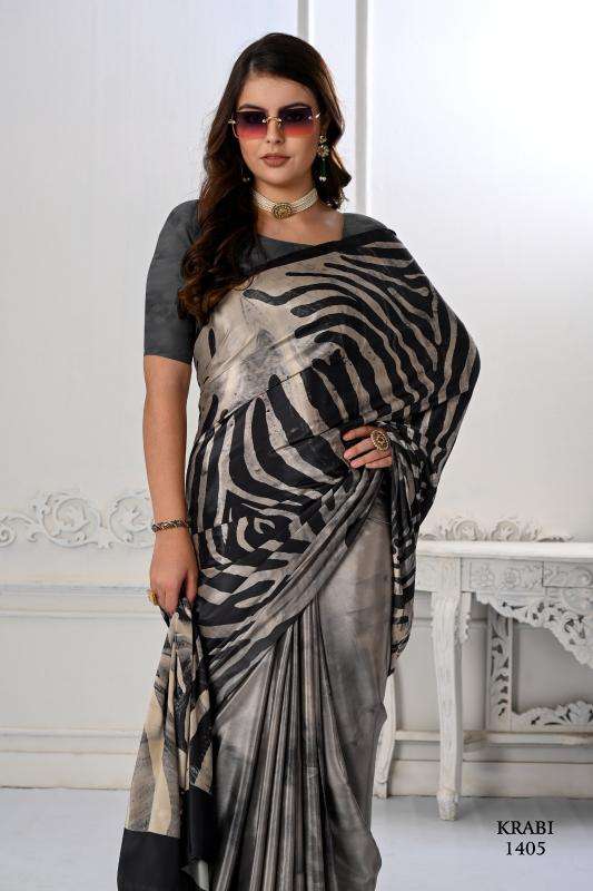 JIVORA PRESENTS KRABI VOL-1 ATTRACTIVE LOOK CRAPE WITH MODERN SAREES CATALOG WHOLESALER AND EXPORTER 