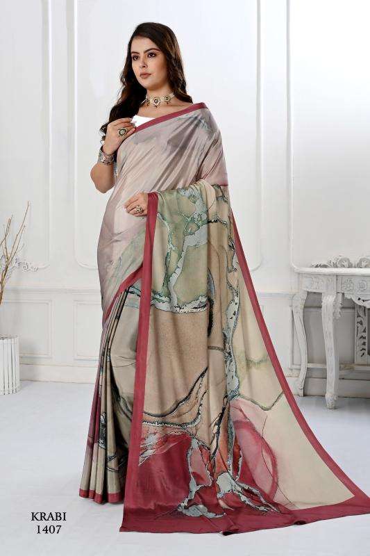 JIVORA PRESENTS KRABI VOL-1 ATTRACTIVE LOOK CRAPE WITH MODERN SAREES CATALOG WHOLESALER AND EXPORTER 