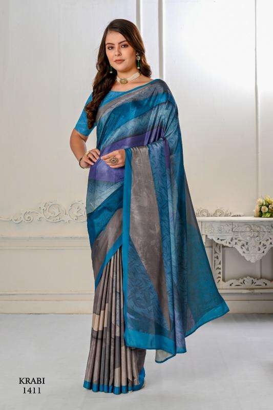 JIVORA PRESENTS KRABI VOL-1 ATTRACTIVE LOOK CRAPE WITH MODERN SAREES CATALOG WHOLESALER AND EXPORTER 