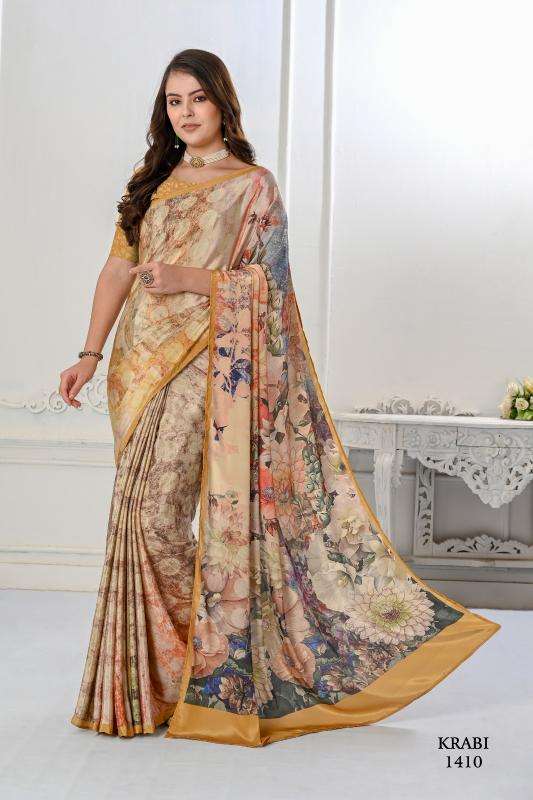 JIVORA PRESENTS KRABI VOL-1 ATTRACTIVE LOOK CRAPE WITH MODERN SAREES CATALOG WHOLESALER AND EXPORTER 