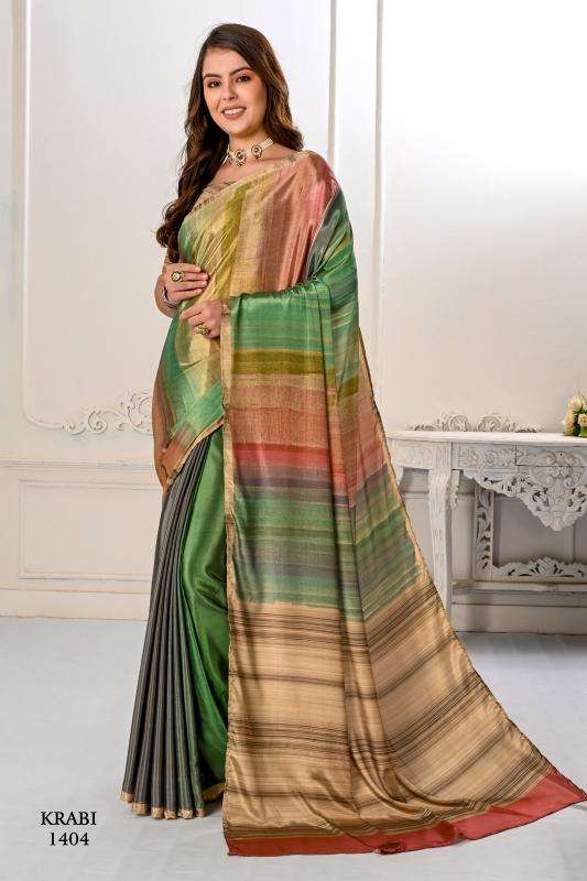 JIVORA PRESENTS KRABI VOL-1 ATTRACTIVE LOOK CRAPE WITH MODERN SAREES CATALOG WHOLESALER AND EXPORTER 