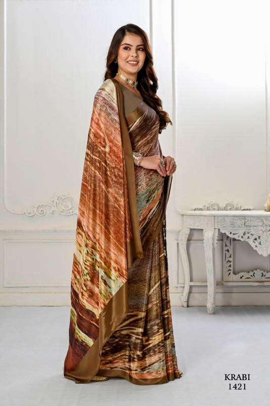 JIVORA PRESENTS KRABI VOL-1 ATTRACTIVE LOOK CRAPE WITH MODERN SAREES CATALOG WHOLESALER AND EXPORTER 