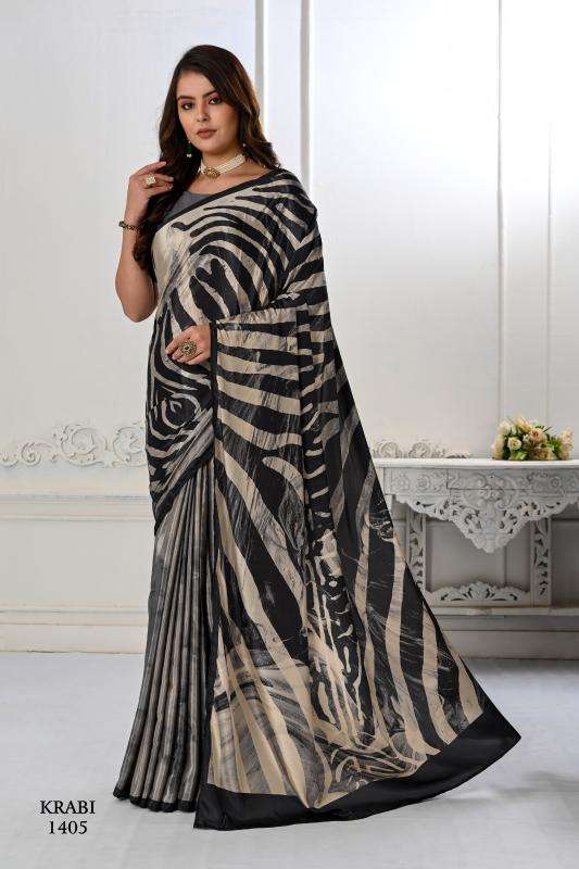 JIVORA PRESENTS KRABI VOL-1 ATTRACTIVE LOOK CRAPE WITH MODERN SAREES CATALOG WHOLESALER AND EXPORTER 