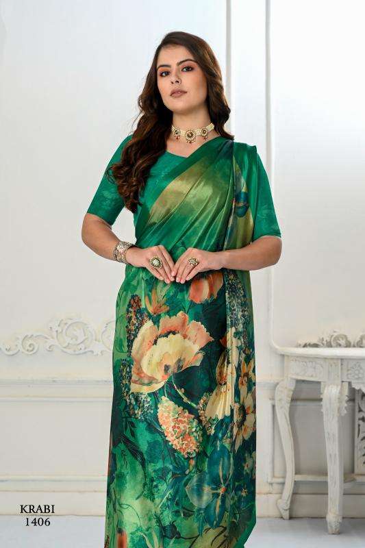 JIVORA PRESENTS KRABI VOL-1 ATTRACTIVE LOOK CRAPE WITH MODERN SAREES CATALOG WHOLESALER AND EXPORTER 