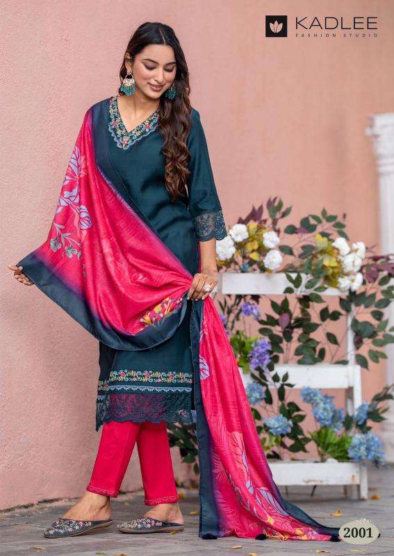 KADLEE PRESENTS RIVANTA VISCOSE WEAVING FULLY STITCH CHURIDAR KURTIS CATALOG WHOLESALER AND EXPORTER 