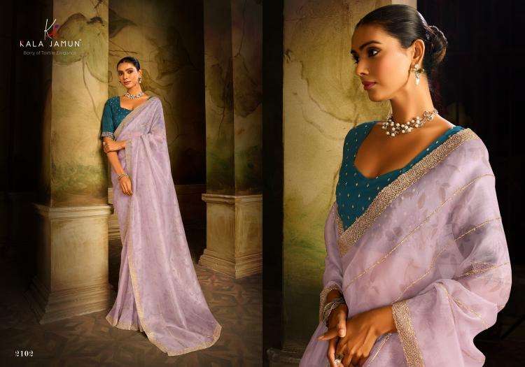KALA JAMUN PRESENTS VAANI ORGANZA WITH SIROSKI WORK PARTY WEAR SAREE EXPORTS