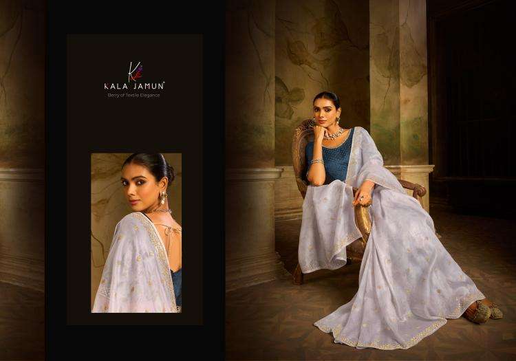 KALA JAMUN PRESENTS VAANI ORGANZA WITH SIROSKI WORK PARTY WEAR SAREE EXPORTS