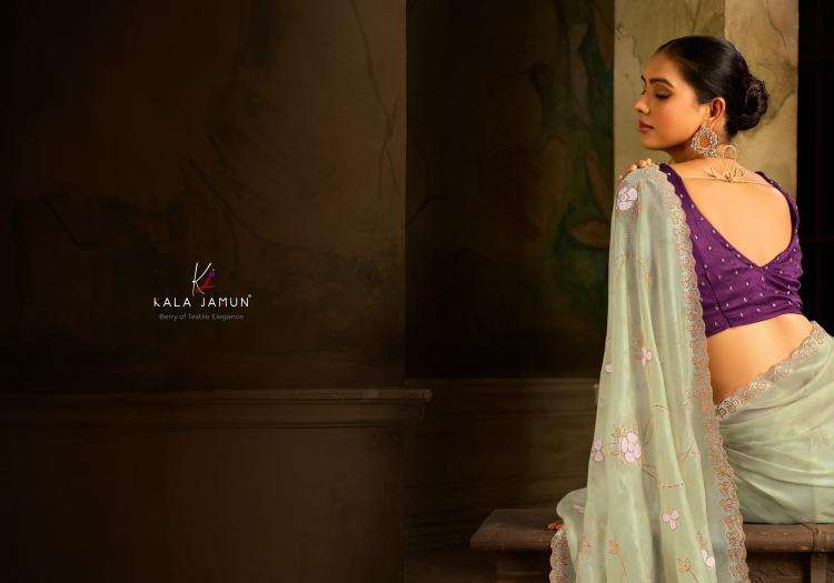 KALA JAMUN PRESENTS VAANI ORGANZA WITH SIROSKI WORK PARTY WEAR SAREE EXPORTS