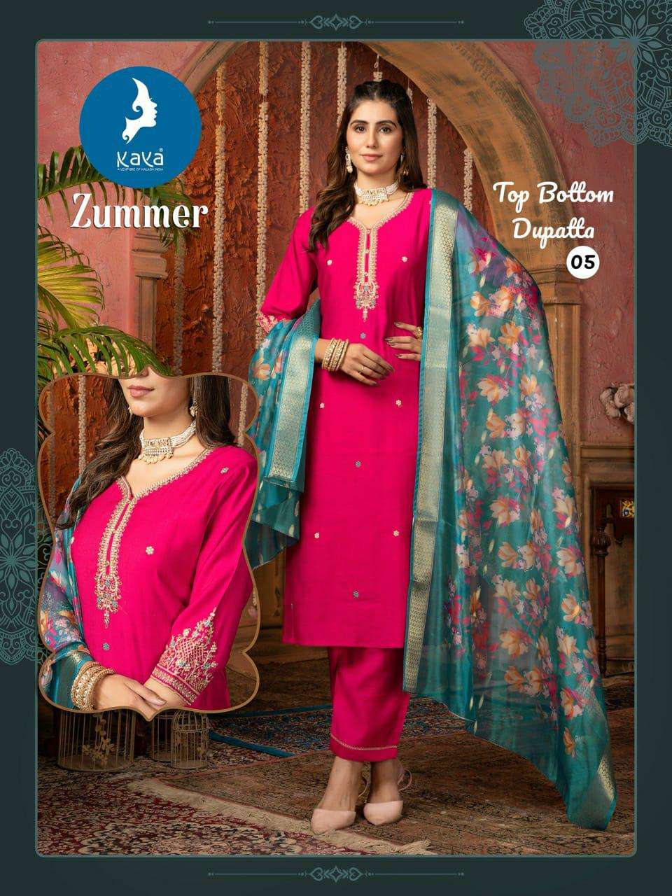 KAYA PRESENT ZUMMER DESIGNER READYMADE SILK PARTY WEAR KURTIS CATALOG WHOLESALER AND EXPORTER 