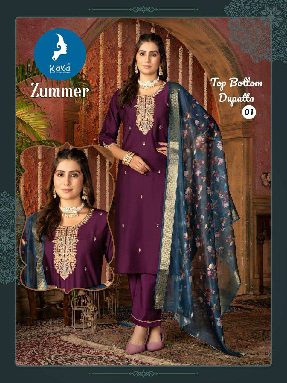 KAYA PRESENT ZUMMER DESIGNER READYMADE SILK PARTY WEAR KURTIS CATALOG WHOLESALER AND EXPORTER 