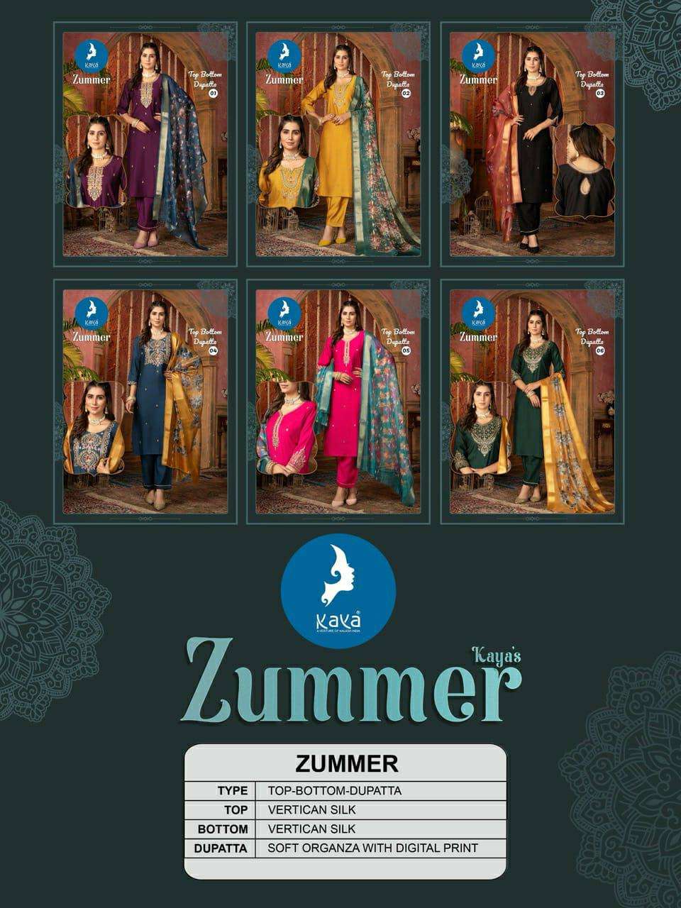 KAYA PRESENT ZUMMER DESIGNER READYMADE SILK PARTY WEAR KURTIS CATALOG WHOLESALER AND EXPORTER 