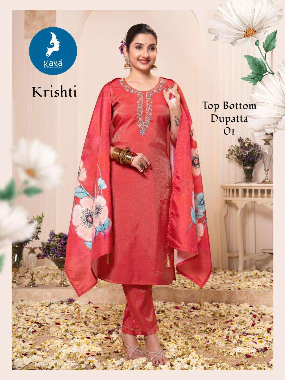 KAYA PRESENTS KRISHTI RÓMAN SHIMMER READYMADE NEW KURTIS CATALOG WHOLESALER AND EXPORTER 