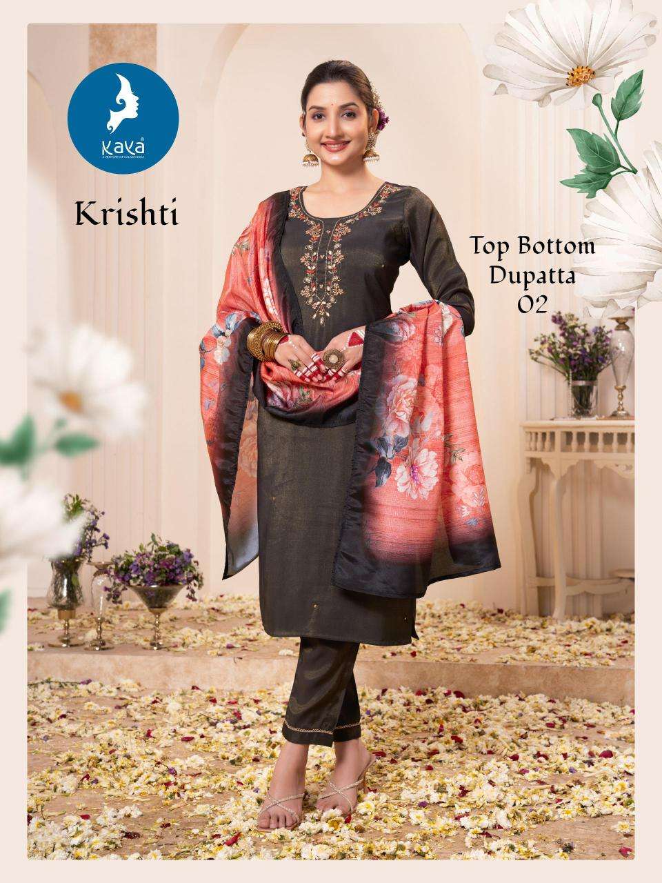 KAYA PRESENTS KRISHTI RÓMAN SHIMMER READYMADE NEW KURTIS CATALOG WHOLESALER AND EXPORTER 