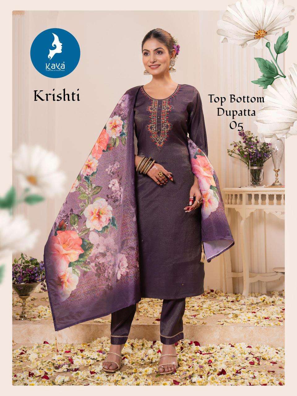 KAYA PRESENTS KRISHTI RÓMAN SHIMMER READYMADE NEW KURTIS CATALOG WHOLESALER AND EXPORTER 