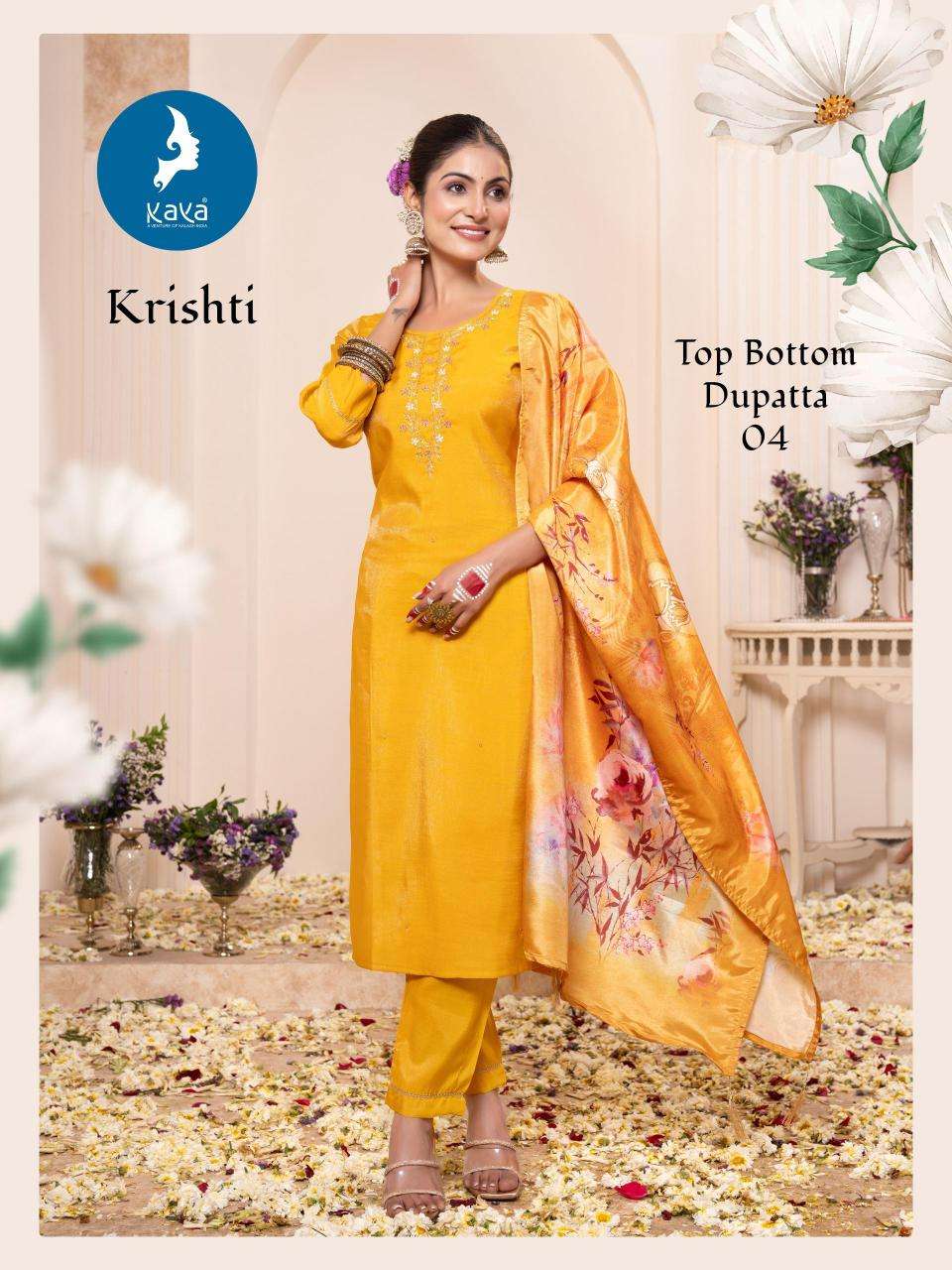 KAYA PRESENTS KRISHTI RÓMAN SHIMMER READYMADE NEW KURTIS CATALOG WHOLESALER AND EXPORTER 