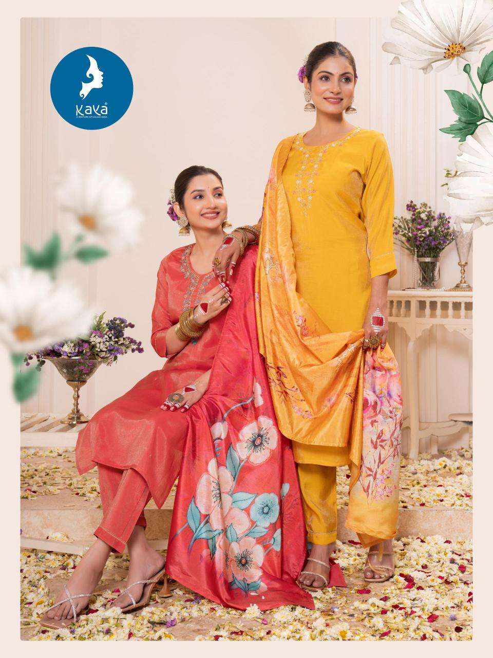 KAYA PRESENTS KRISHTI RÓMAN SHIMMER READYMADE NEW KURTIS CATALOG WHOLESALER AND EXPORTER 