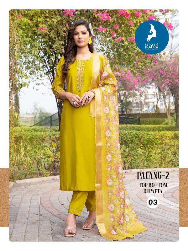 KAYA PRESENTS PATANG VOL-2 ROMAN SILK FULLY STITCH BIG SIZE UNIQUE KURTIS CATALOG WHOLESALER AND EXPORTER 