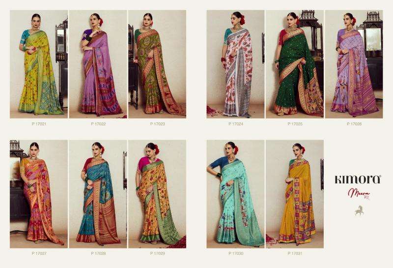KIMORA PRESENTS MEERA VOL-14 17021-17031 BRASSO GORGEOUS LOOK SAREES CATALOG WHOLESALER AND EXPORTER 