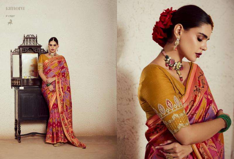 KIMORA PRESENTS MEERA VOL-14 17021-17031 BRASSO GORGEOUS LOOK SAREES CATALOG WHOLESALER AND EXPORTER 