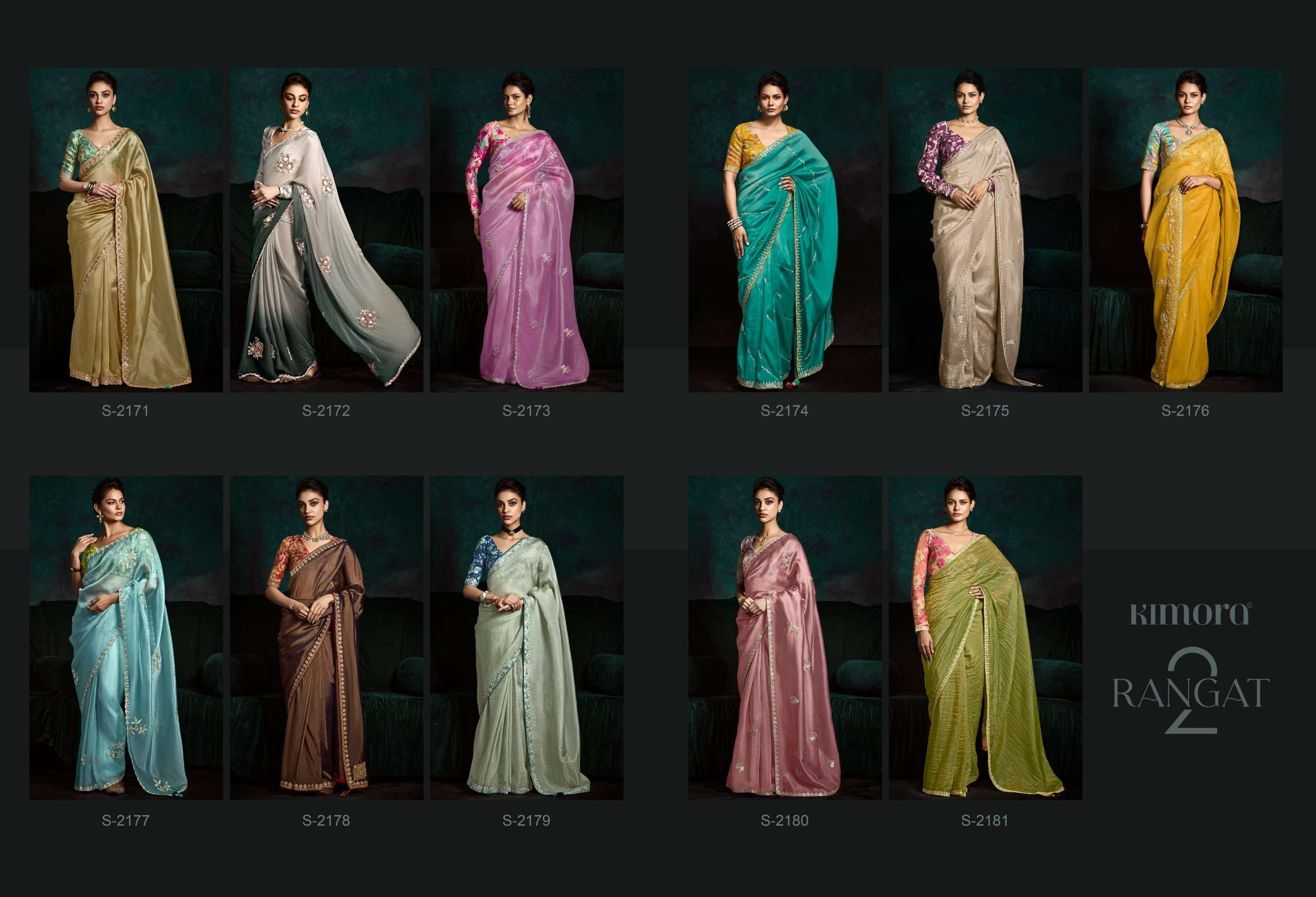 KIMORA PRESENTS RANGAT VOL-2 FANCY PARTY WEAR SAREES CATALOG WHOLESALER AND EXPORTER IN SURAT