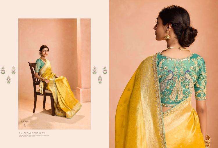 KIMORA PRESENTS SINDHURI UTSAV ZARI TISSUE SILK WEAVING WORK TRADITIONAL WEAR SAREES CATALOG WHOLESALER AND EXPORTER IN SURAT