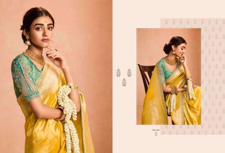 KIMORA PRESENTS SINDHURI UTSAV ZARI TISSUE SILK WEAVING WORK TRADITIONAL WEAR SAREES CATALOG WHOLESALER AND EXPORTER IN SURAT