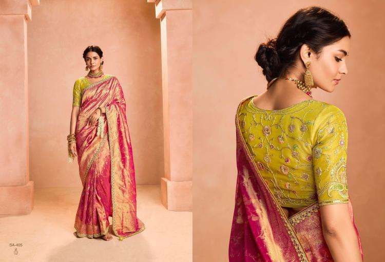KIMORA PRESENTS SINDHURI UTSAV ZARI TISSUE SILK WEAVING WORK TRADITIONAL WEAR SAREES CATALOG WHOLESALER AND EXPORTER IN SURAT