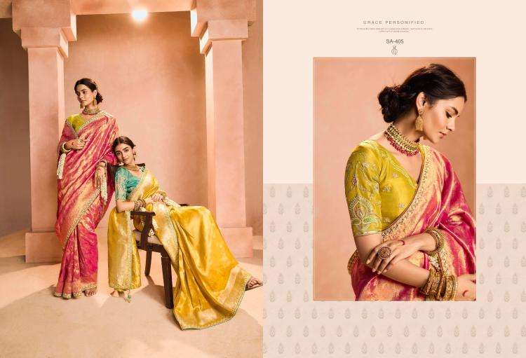 KIMORA PRESENTS SINDHURI UTSAV ZARI TISSUE SILK WEAVING WORK TRADITIONAL WEAR SAREES CATALOG WHOLESALER AND EXPORTER IN SURAT