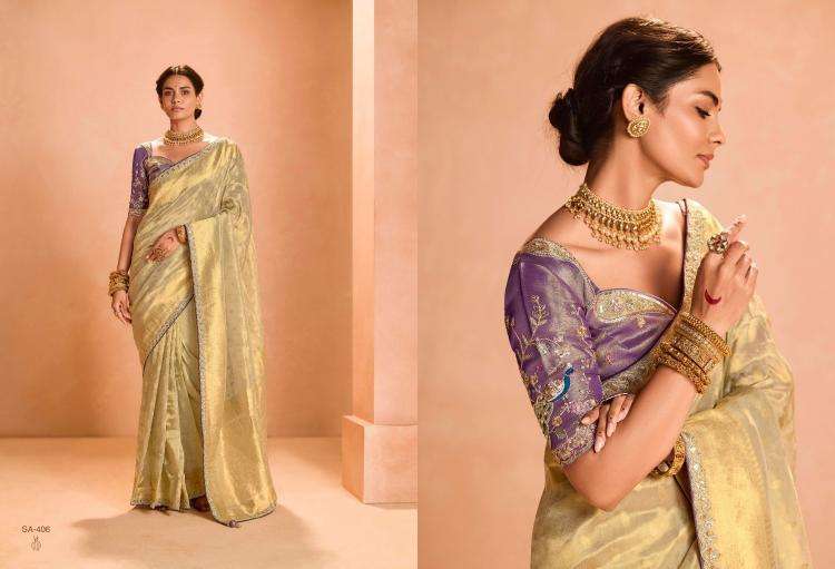 KIMORA PRESENTS SINDHURI UTSAV ZARI TISSUE SILK WEAVING WORK TRADITIONAL WEAR SAREES CATALOG WHOLESALER AND EXPORTER IN SURAT