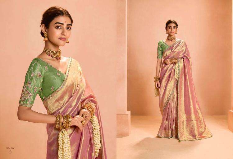 KIMORA PRESENTS SINDHURI UTSAV ZARI TISSUE SILK WEAVING WORK TRADITIONAL WEAR SAREES CATALOG WHOLESALER AND EXPORTER IN SURAT