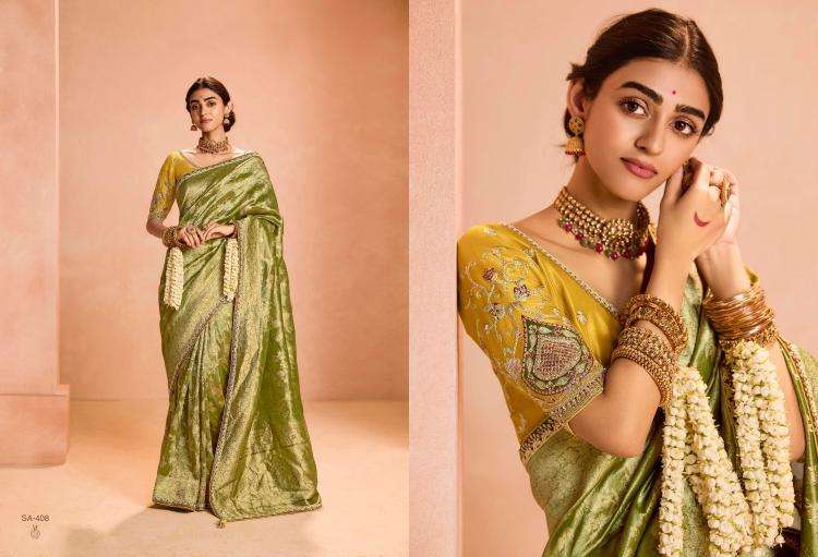 KIMORA PRESENTS SINDHURI UTSAV ZARI TISSUE SILK WEAVING WORK TRADITIONAL WEAR SAREES CATALOG WHOLESALER AND EXPORTER IN SURAT